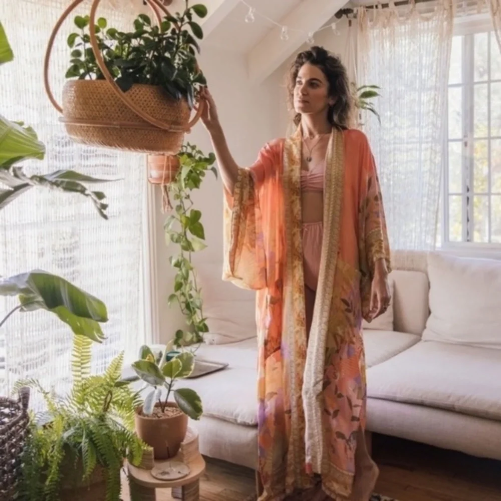 SOLD OUT Mermaid Dreams Boho Kimono Duster Robe Coverup - Picture 5 of 15